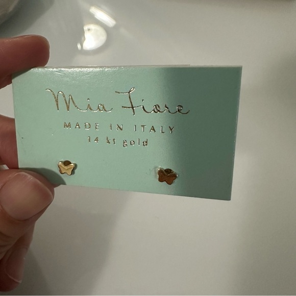 Mia Fiore 14k Yellow Gold Small Butterfly Stud Earrings NWT